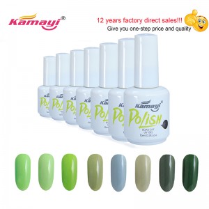 Kamayi Hot Sale 15ml Professional Organic Uv Color Gel nagellack Grön stil Gel Polish för nagelkonst